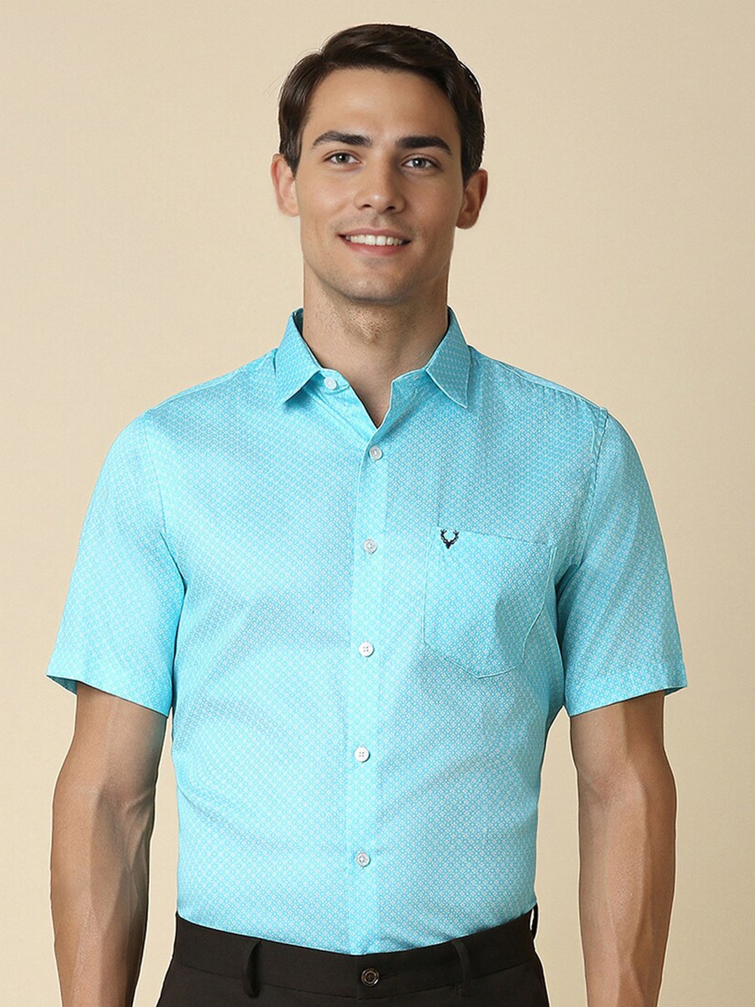 

Allen Solly Slim Fit Micro Ditsy Printed Cotton Formal Shirt, Blue
