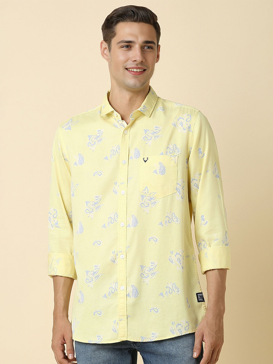 

Allen Solly Men Opaque Printed Casual Shirt, Yellow