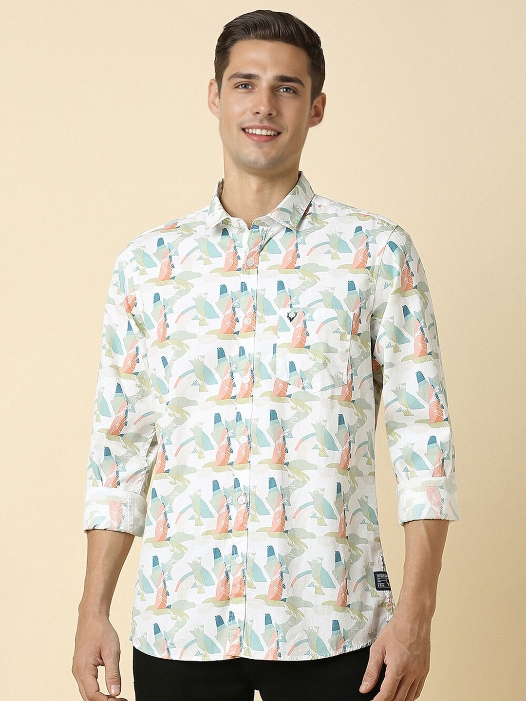 

Allen Solly Abstract Printed Pure Cotton Casual Shirt, White