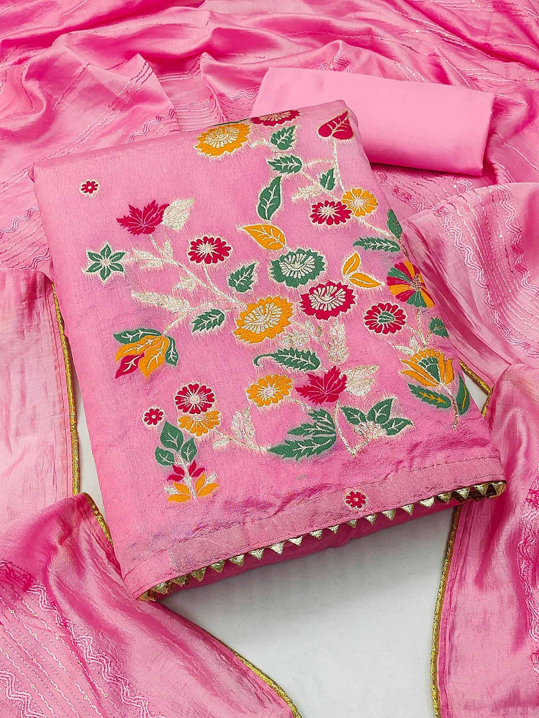 

Peachmode Unstitched Dress Material, Pink