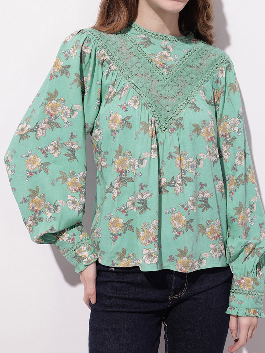 

DressBerry Bloomcore Lace Play Top, Green