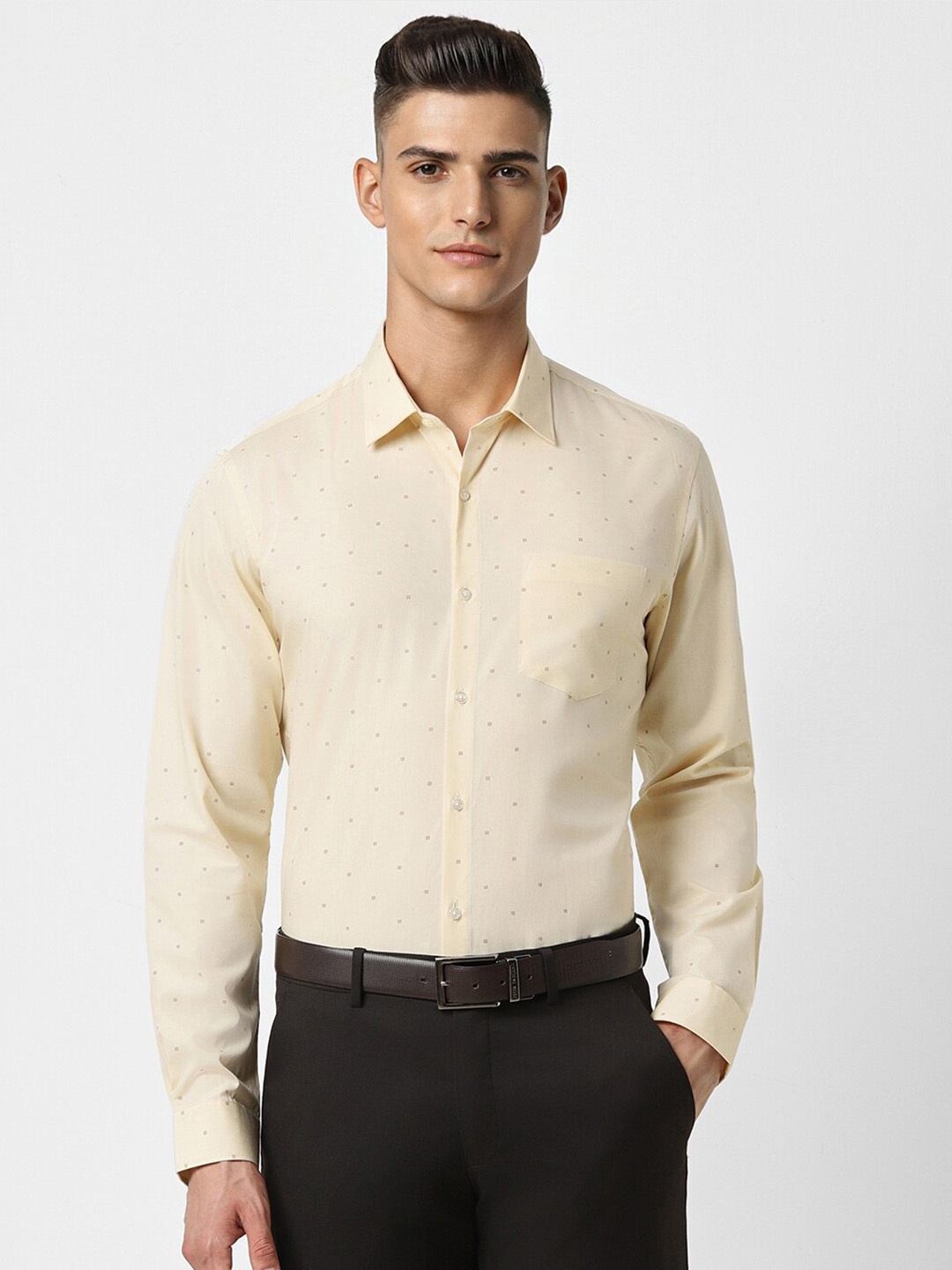 

Peter England Slim Fit Cotton Formal Shirt, Cream