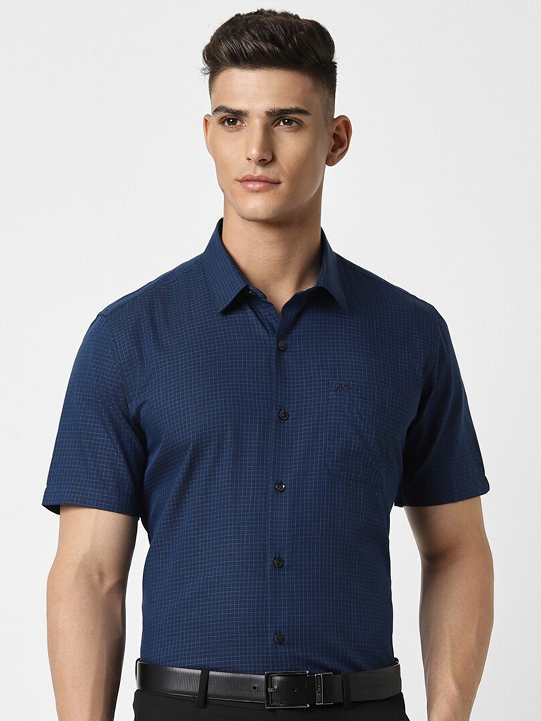 

Peter England Cotton Printed Formal Regular Fit Shirt, Navy blue