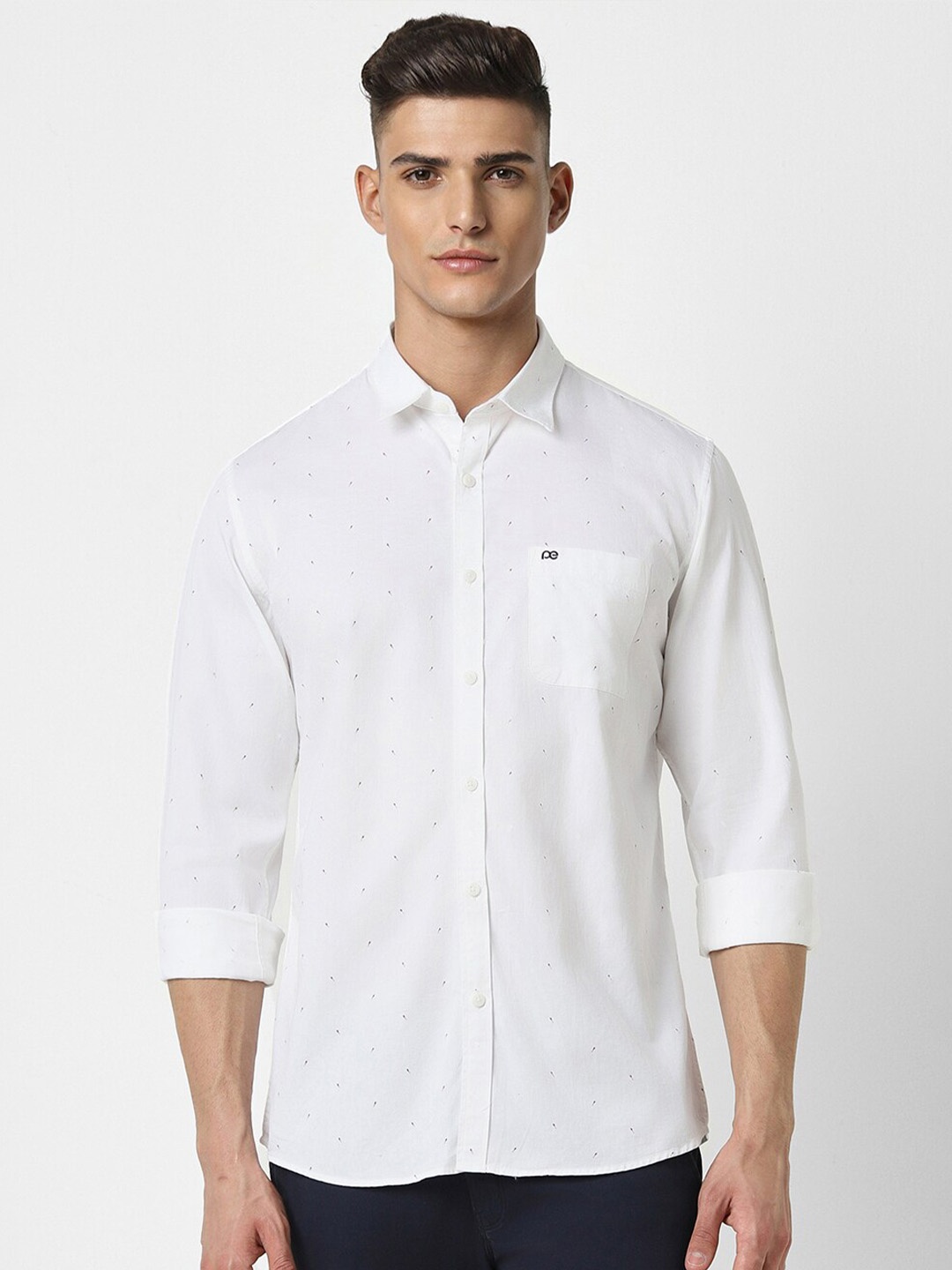 

Peter England Casuals Slim Fit Cotton Printed Casual Shirt, White