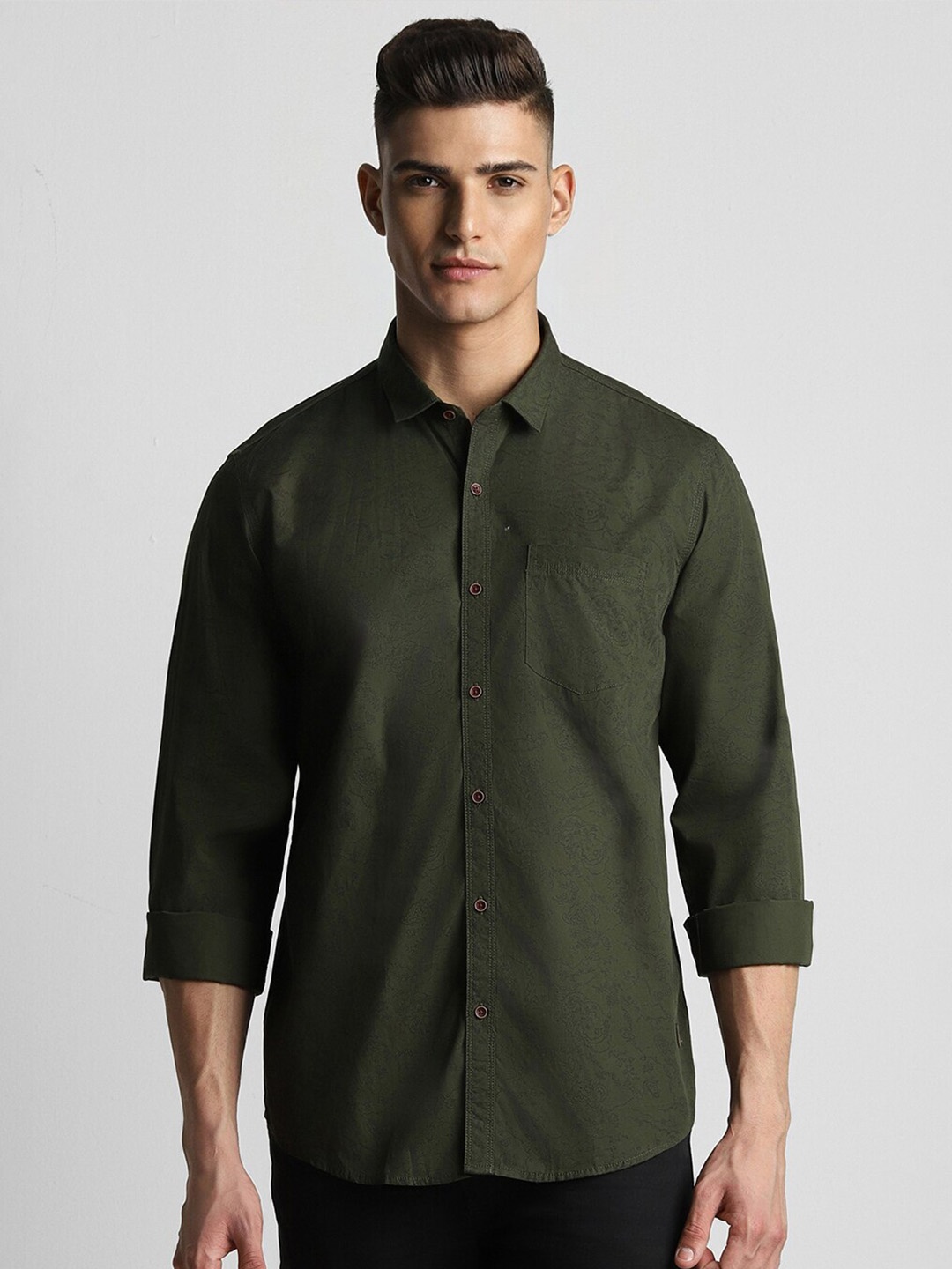 

Peter England Casuals Slim Fit Cotton Casual Shirt, Green