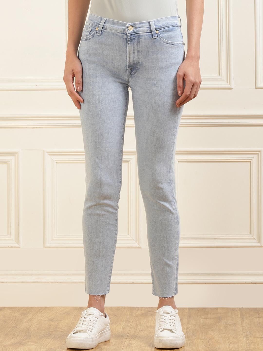 

7 For All Mankind Women Skinny Fit Clean Look Jeans, Grey