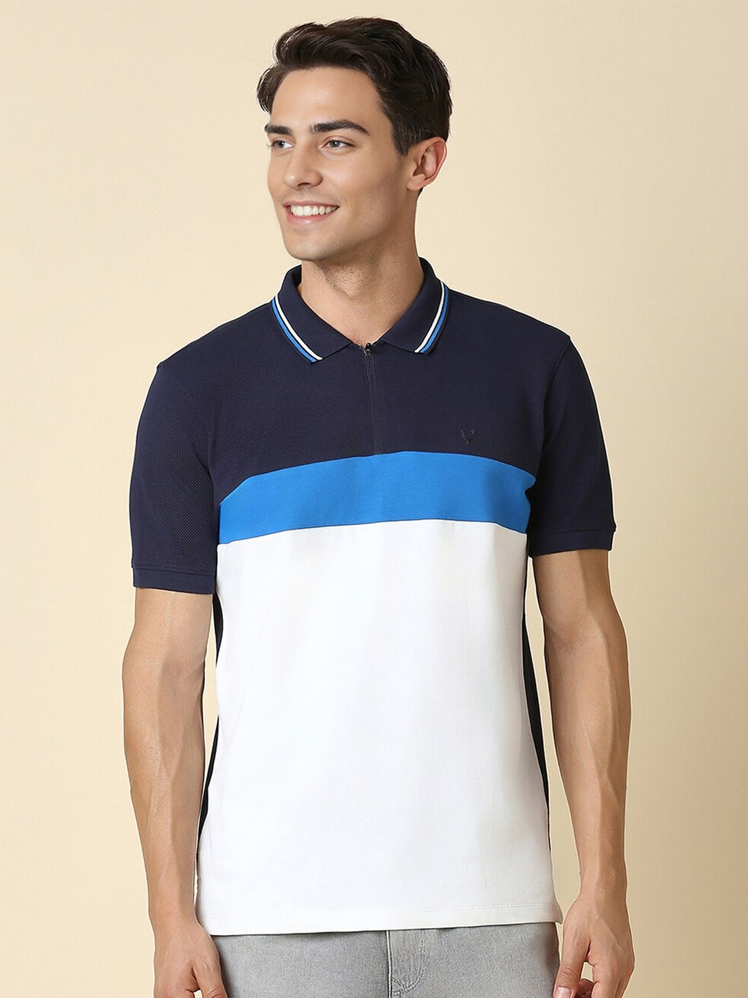 

Allen Solly Colourblocked Polo Collar Casual T-shirt, White