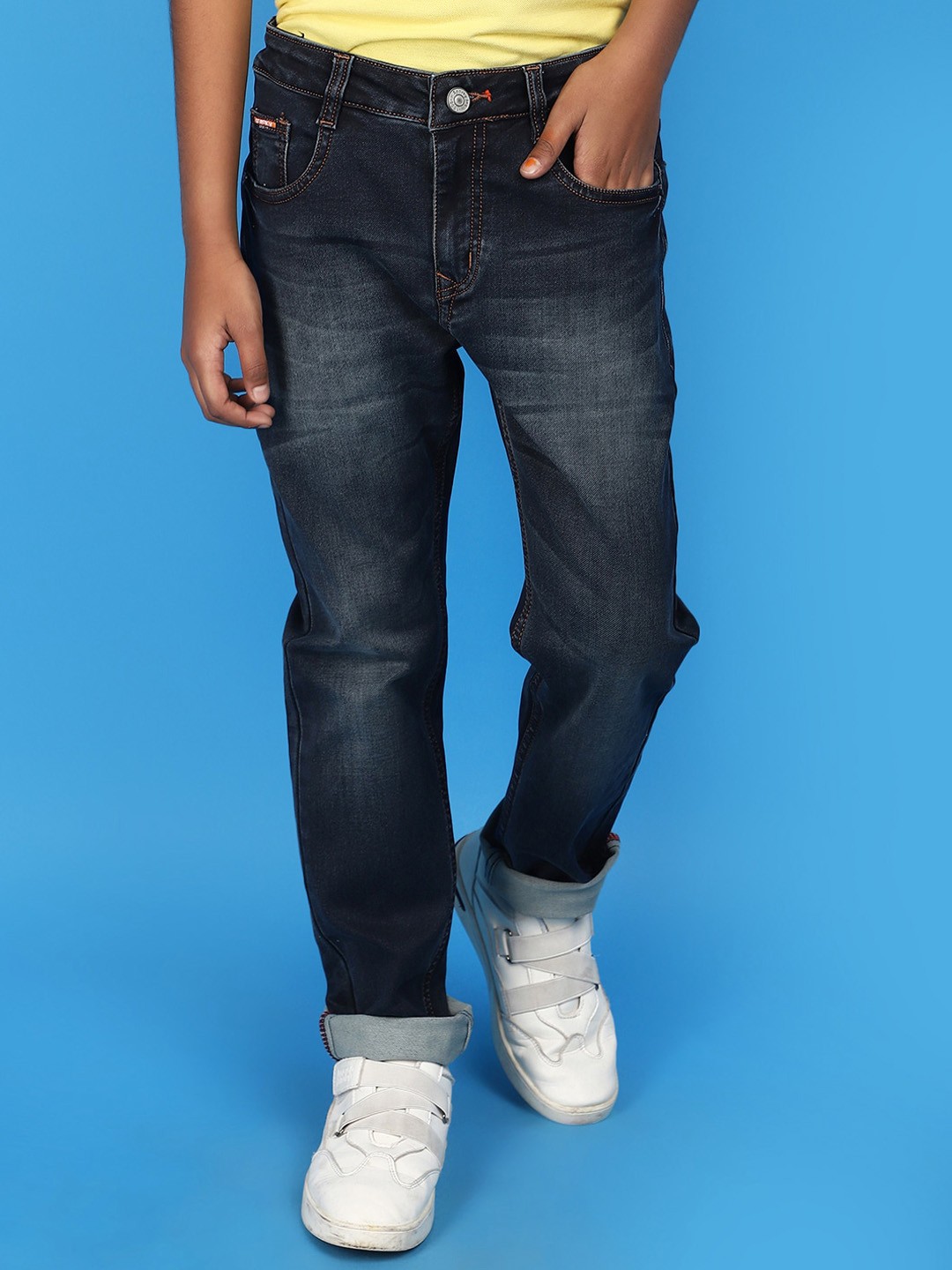 

V-Mart Boys Mid-Rise Heavy Fade Jeans, Blue