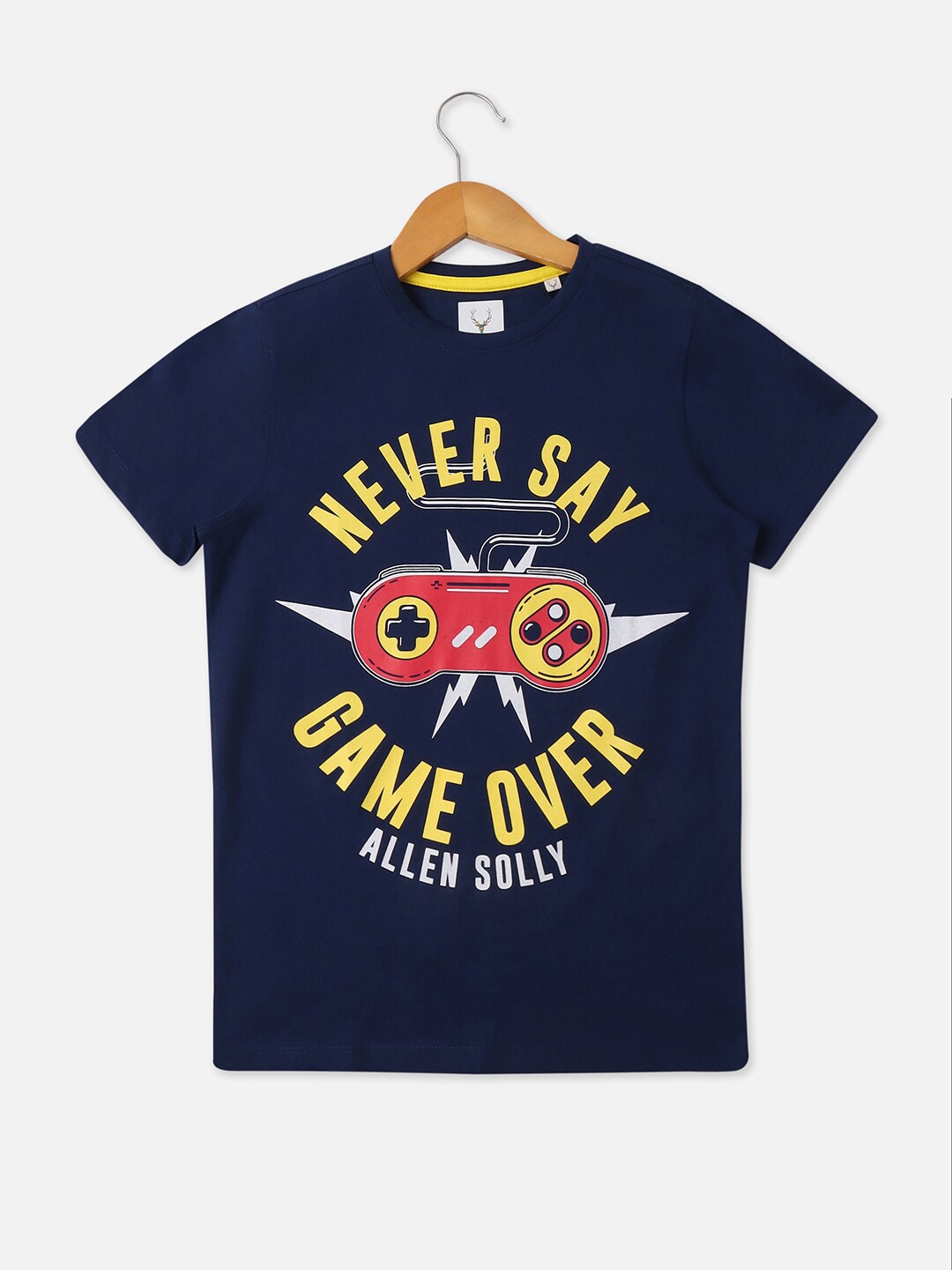 

Allen Solly Junior Boys Typography Printed Pure Cotton T-shirt, Navy blue