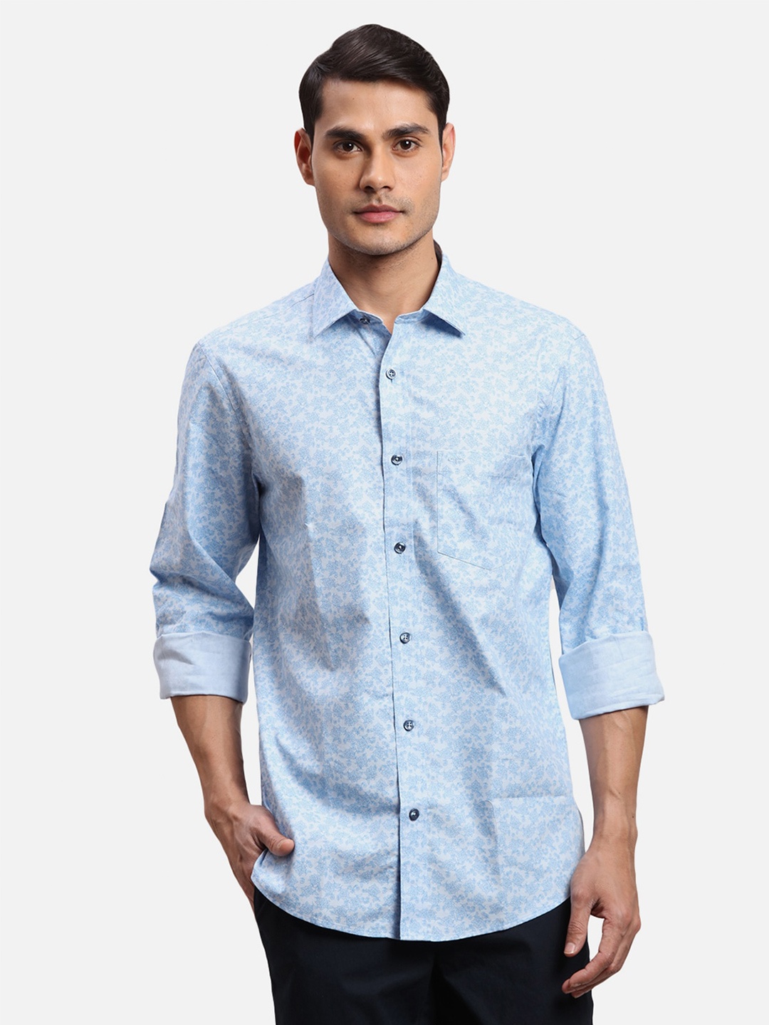 

ColorPlus Floral Printed Cotton Casual Shirt, Blue