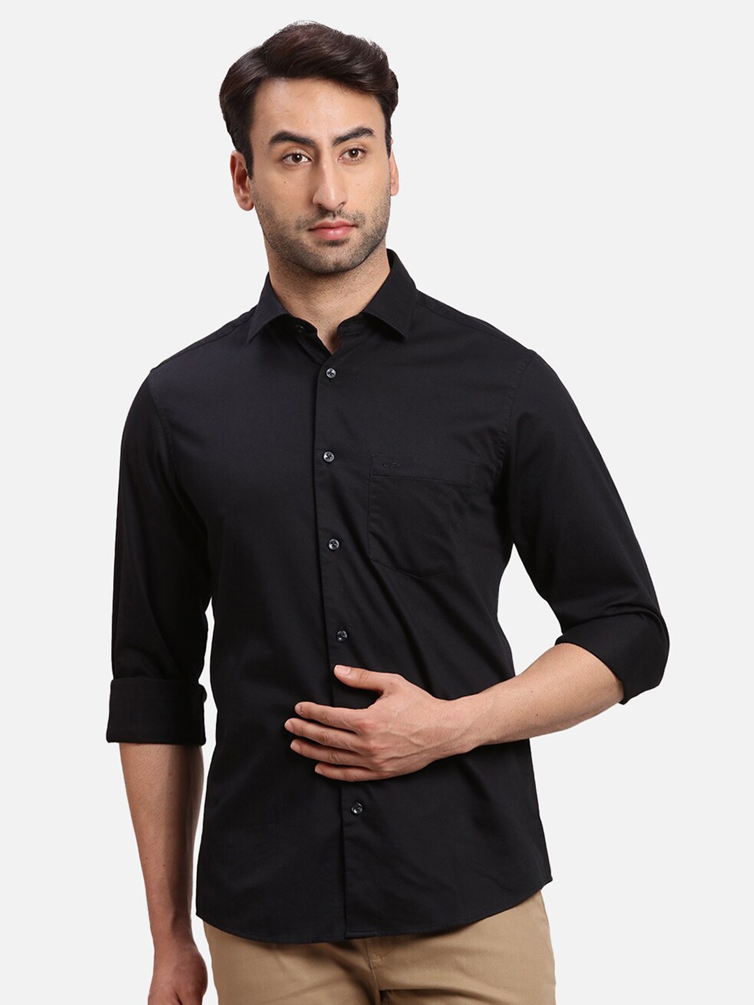 

ColorPlus Spread Collar Cotton Casual Shirt, Black