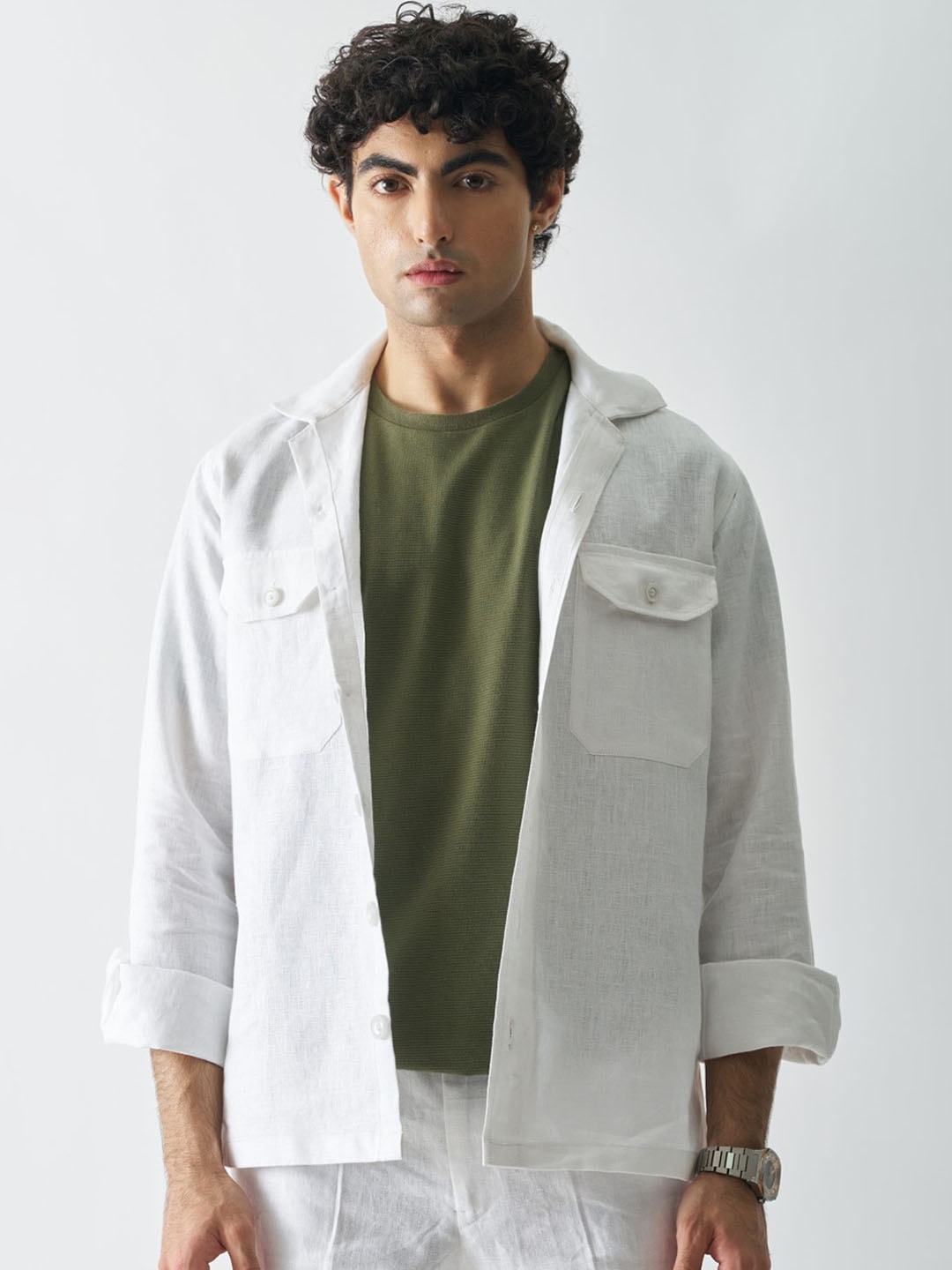 

Cultura Studio Linen Tailored Jacket, White
