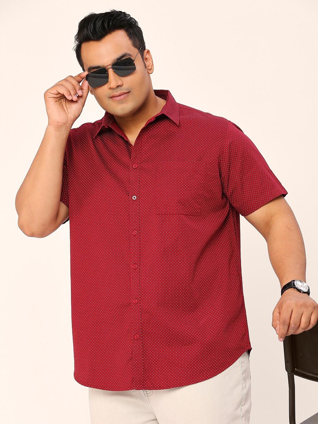 

Sztori Relaxed Cotton Printed Casual Regular Fit Shirt, Maroon