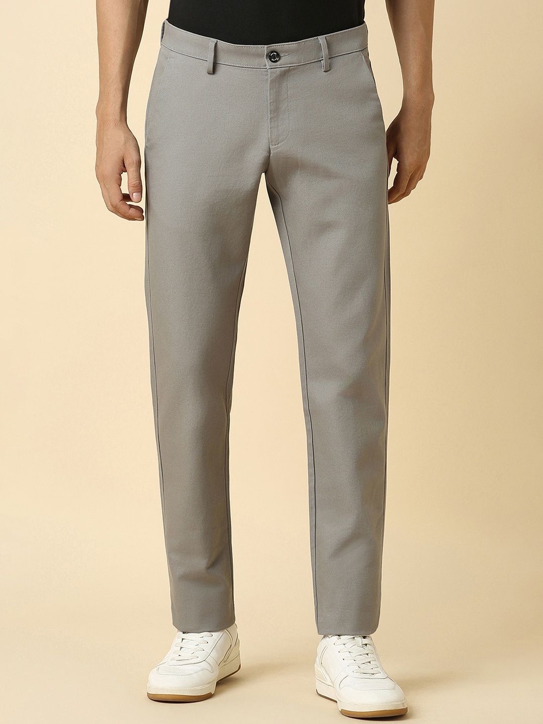 

Allen Solly Men Slim Fit Mid-Rise Cotton Regular Trousers, Grey