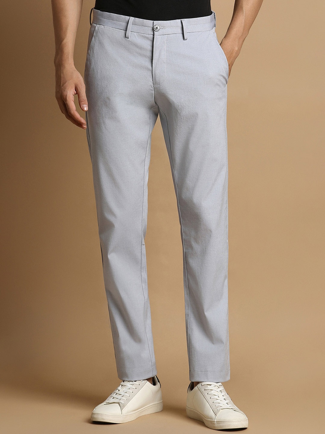 

Allen Solly Men Slim Fit Mid-Rise Trousers, Grey