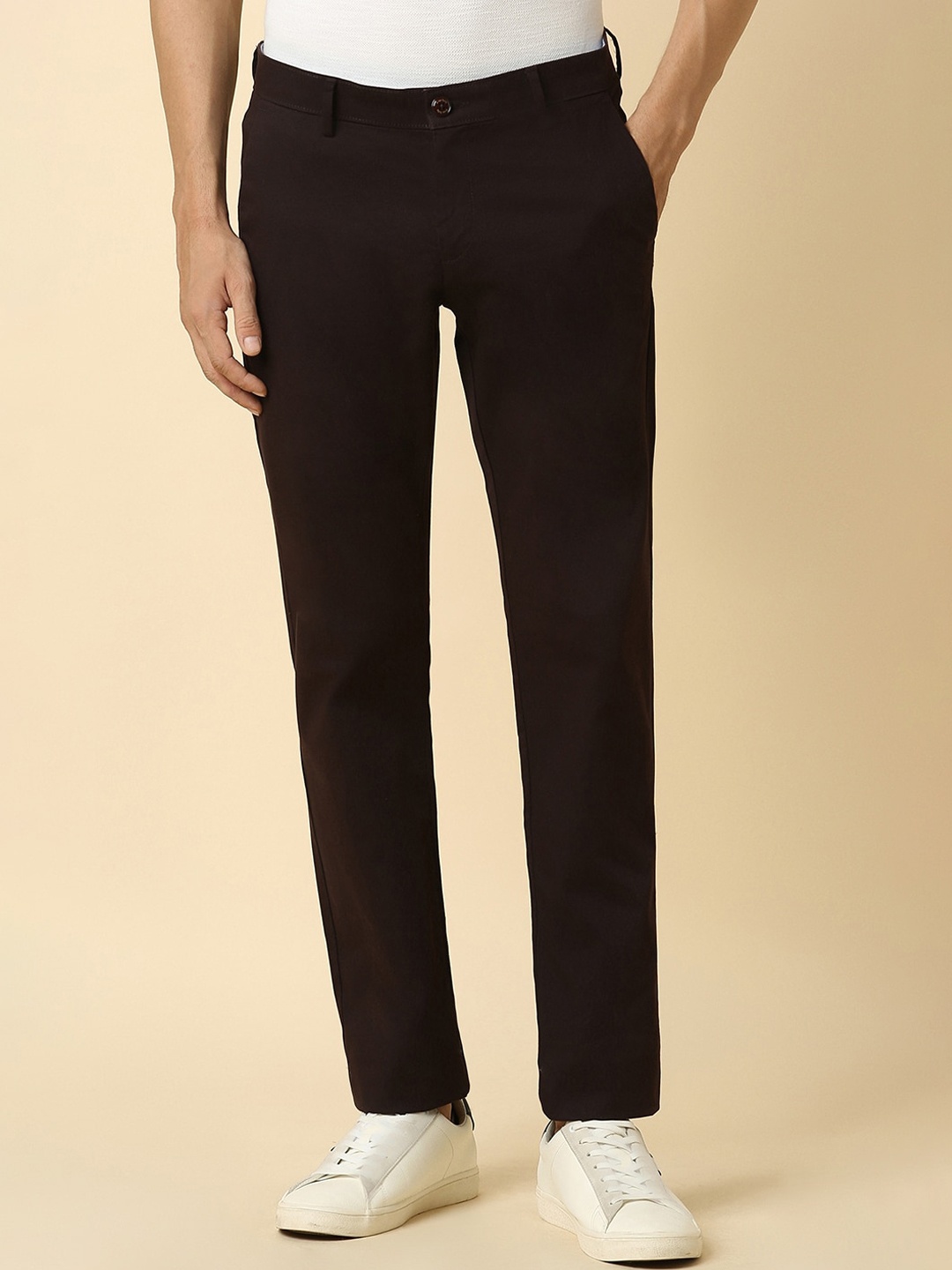 

Allen Solly Men Slim Fit Mid-Rise Trousers, Brown