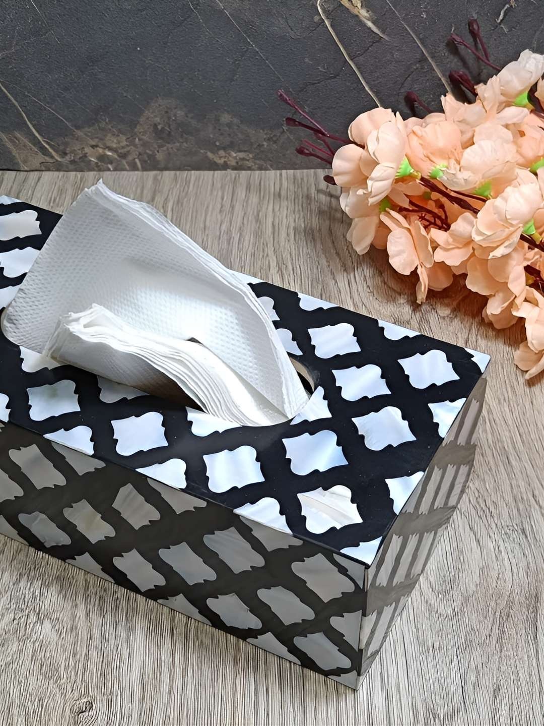 

INDIA MEETS INDIA Black & White Printed Tissue Holders