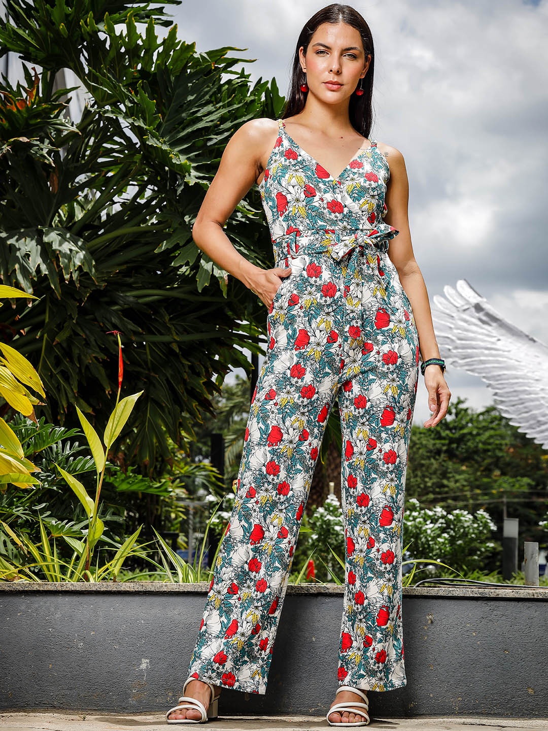 

ONE SKY Printed Basic Jumpsuit, White