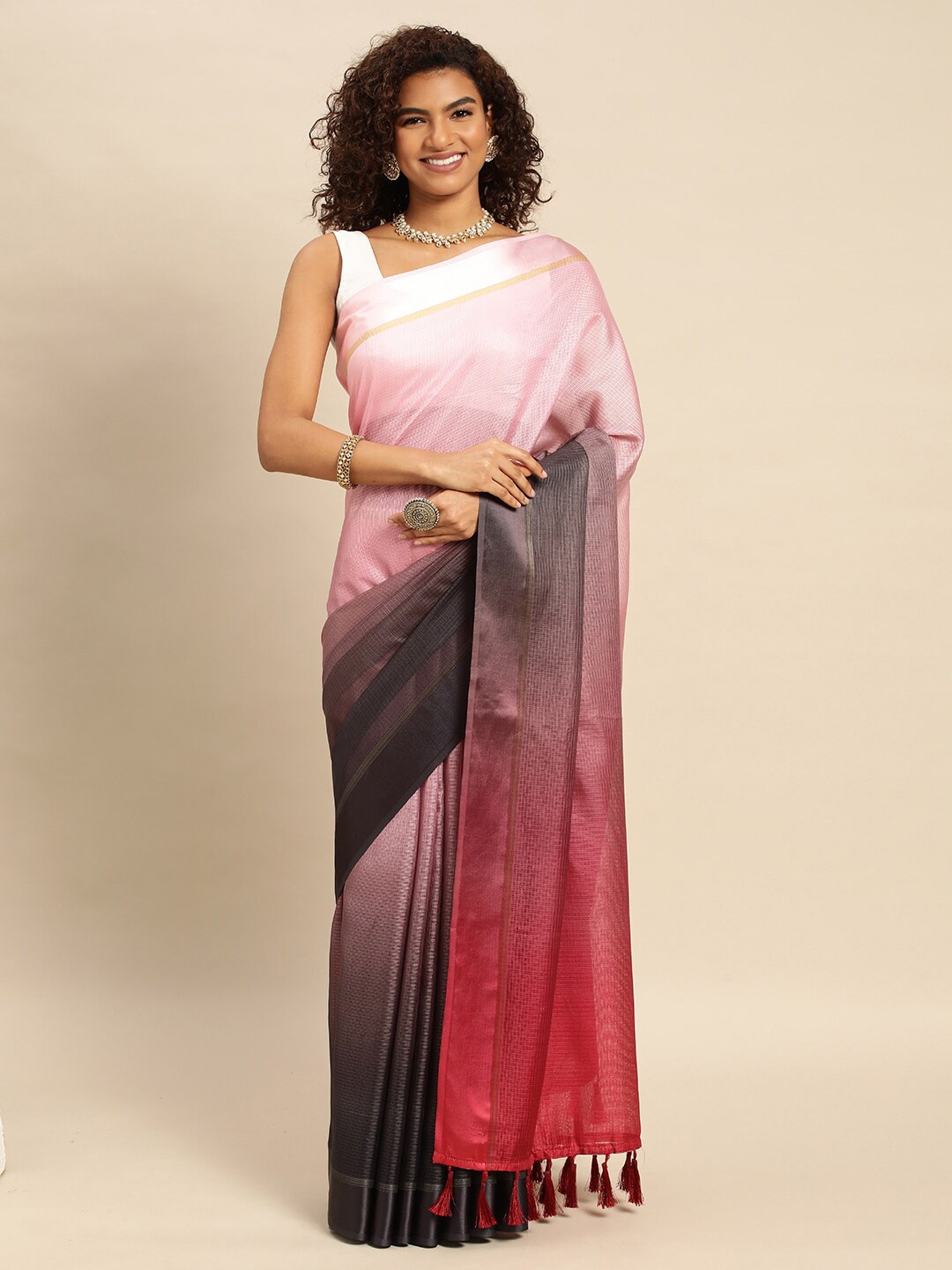 

PATLIPALLU Tie and Dye Art Silk Saree, Grey