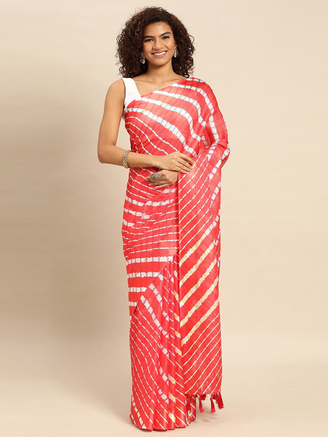 

PATLIPALLU Batik Art Silk Saree, Red