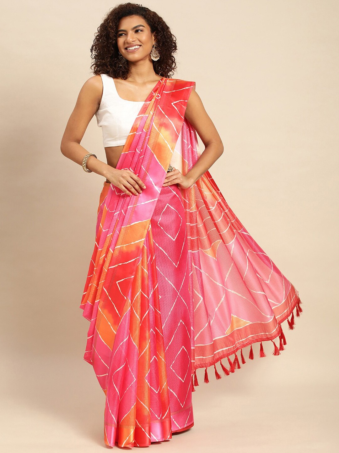 

PATLIPALLU Batik Art Silk Saree, Pink