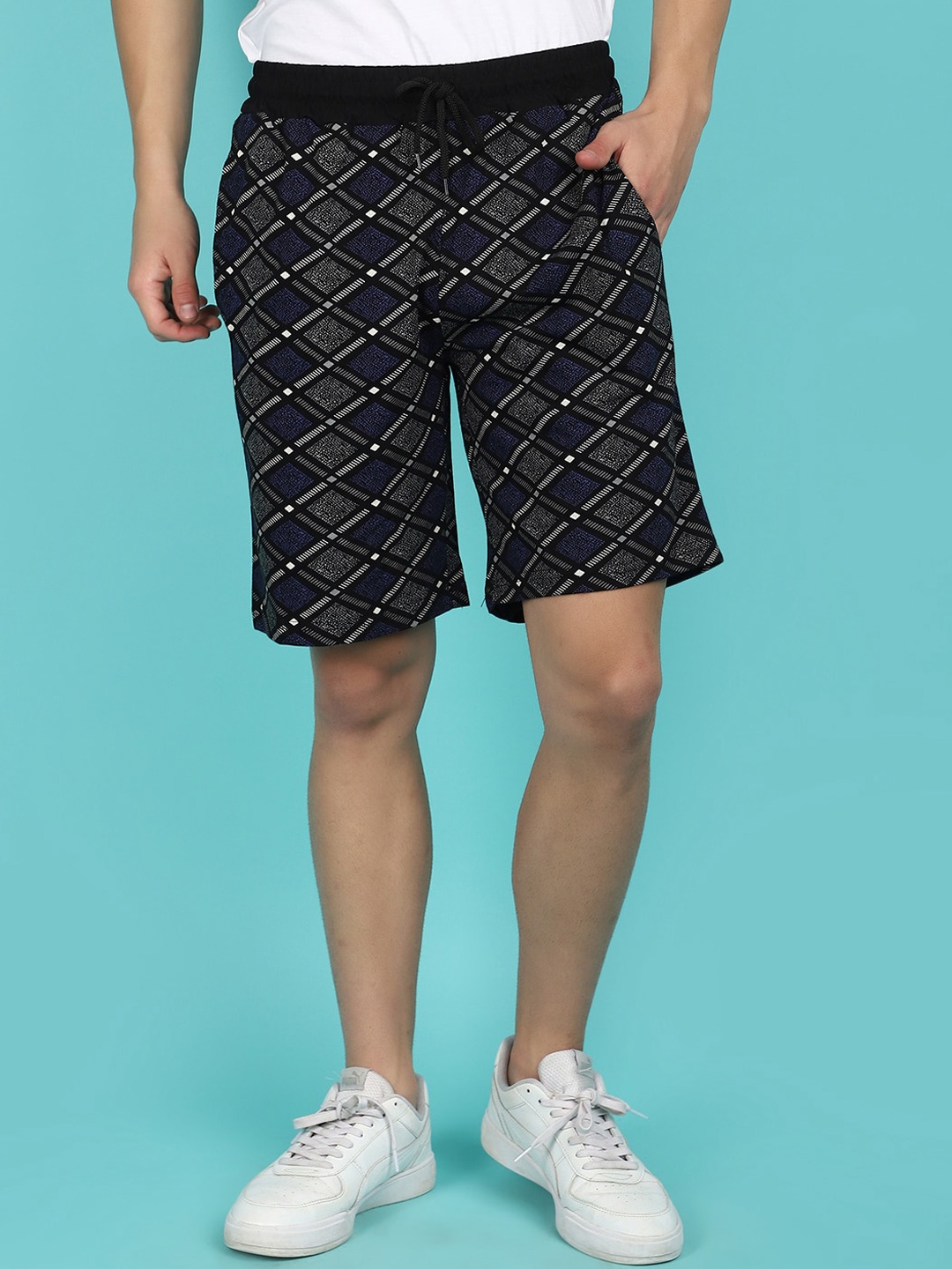 

V-Mart Men Graphic Printed Cotton Shorts, Black