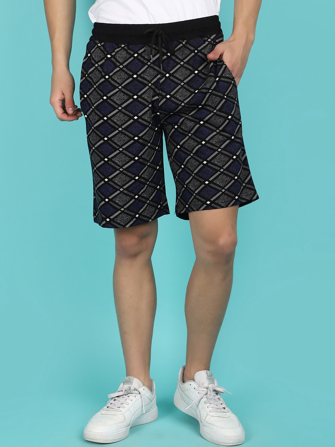 

V-Mart Men Graphic Printed Cotton Shorts, Black