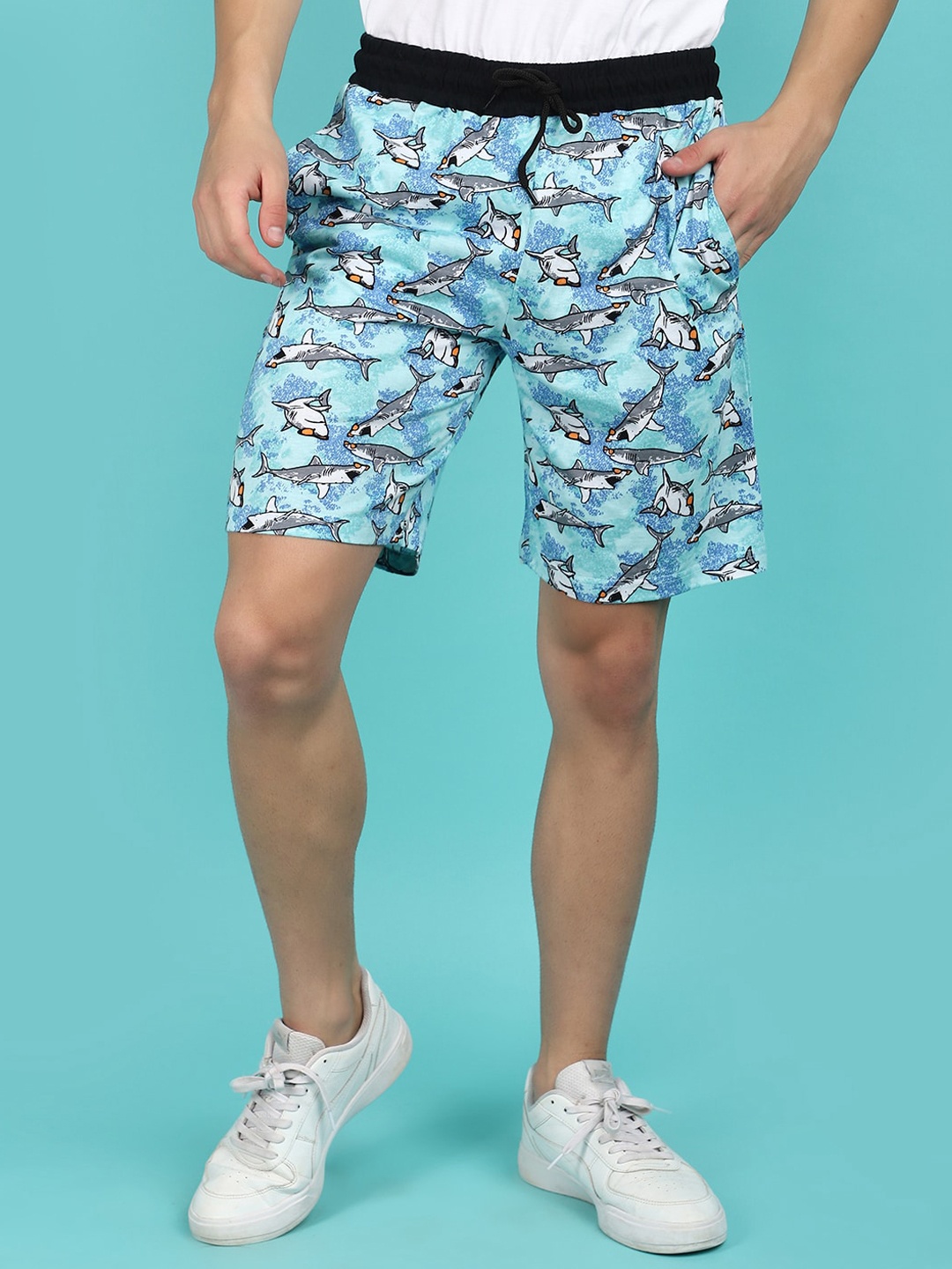 

V-Mart Men Graphic Printed Cotton Shorts, Blue