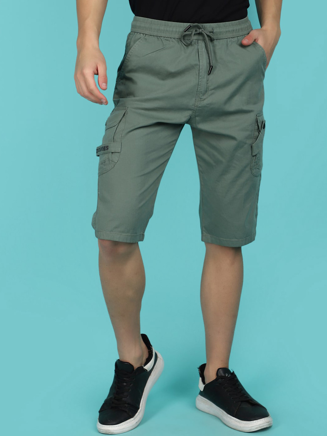 

V-Mart Men Cotton Cargo Shorts, Sea green