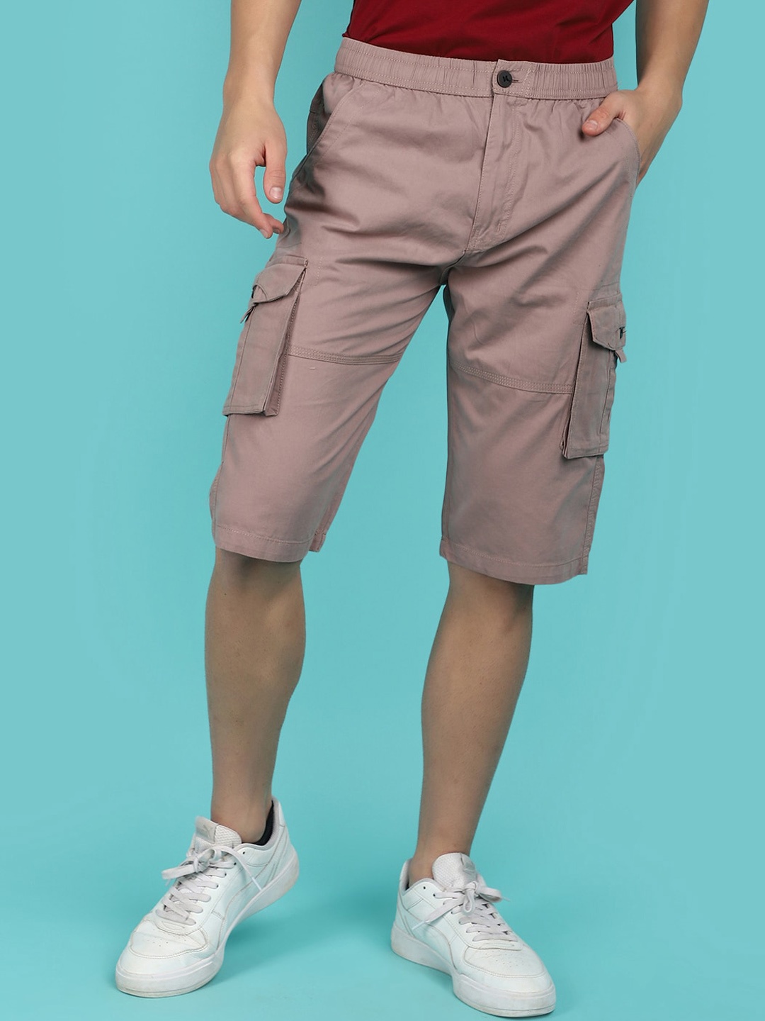 

V-Mart Men Mid-Rise Cotton Cargo Shorts, Grey