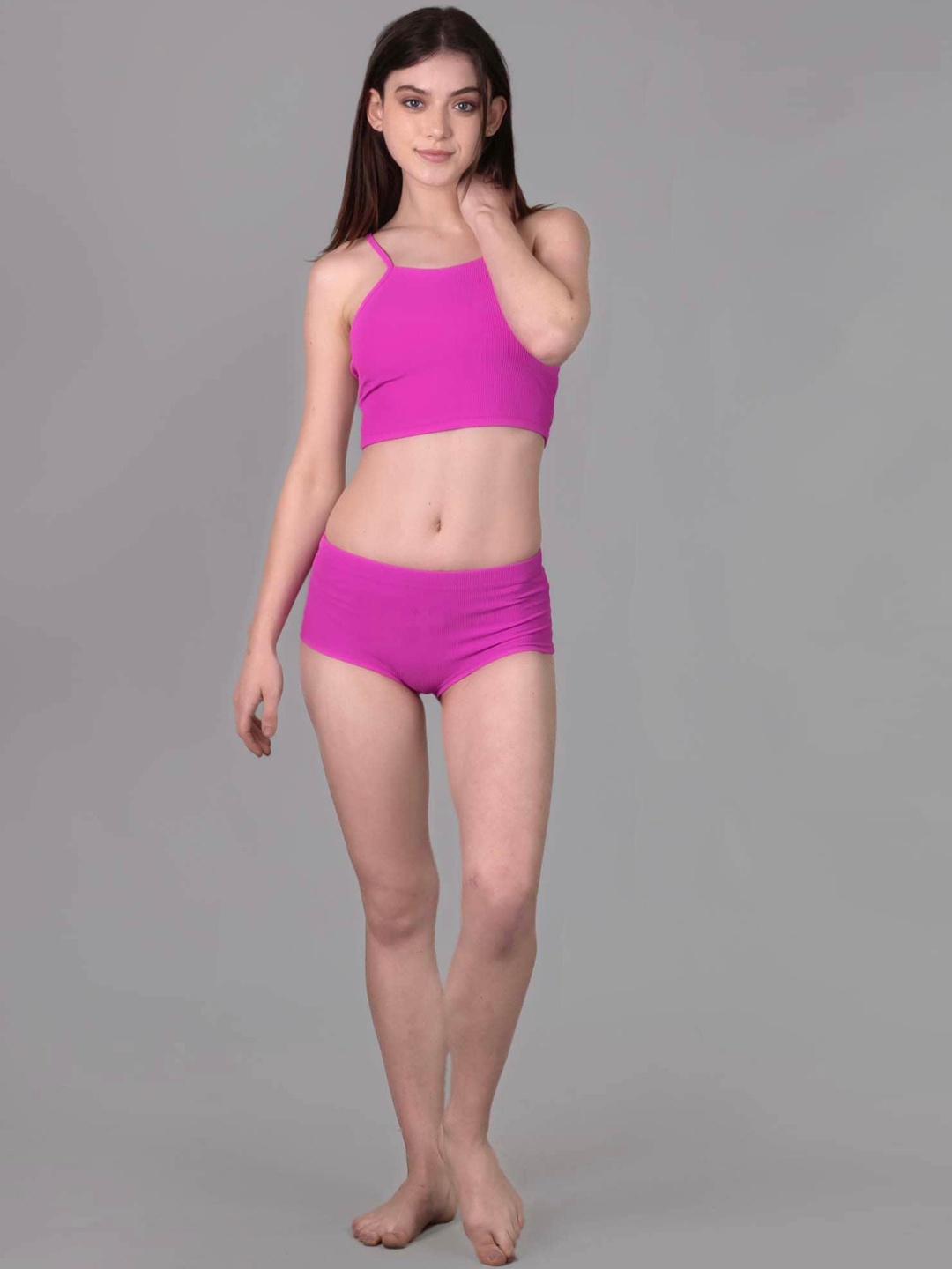 

Keepfit Ribbed Padded Two Piece Swim Set, Pink