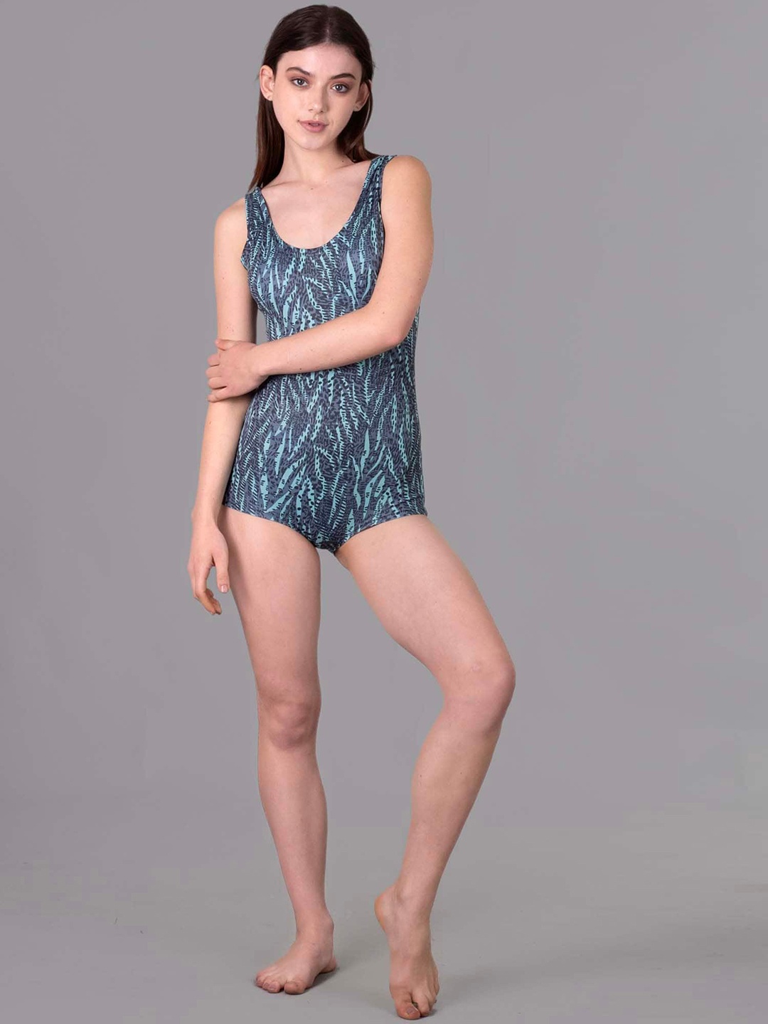 

Keepfit Abstract Printed Swim Bodysuit, Turquoise blue