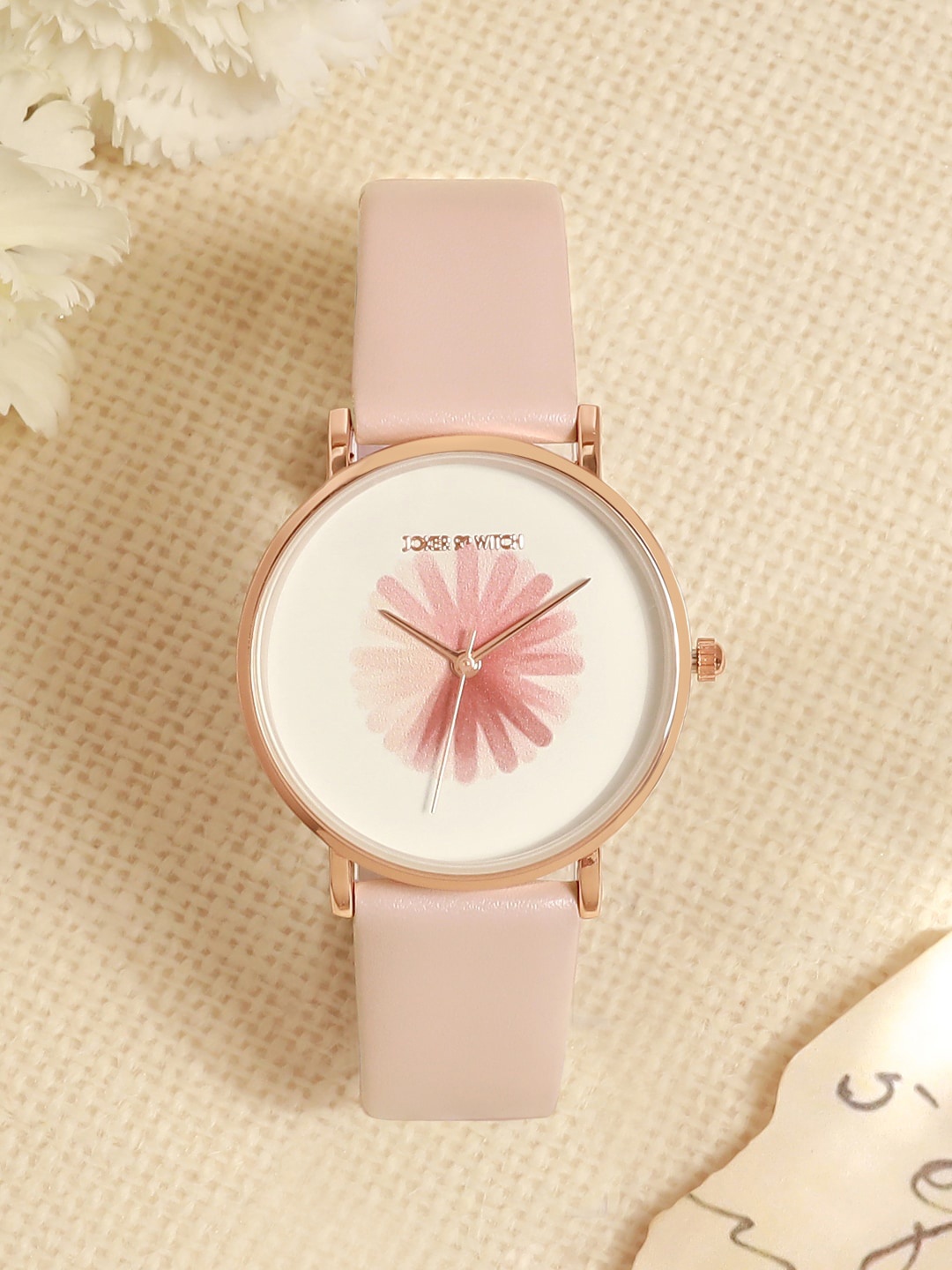 

JOKER & WITCH Women Patterned Dial & Leather Bracelet Style Straps Analogue Watch AMWW806, Pink