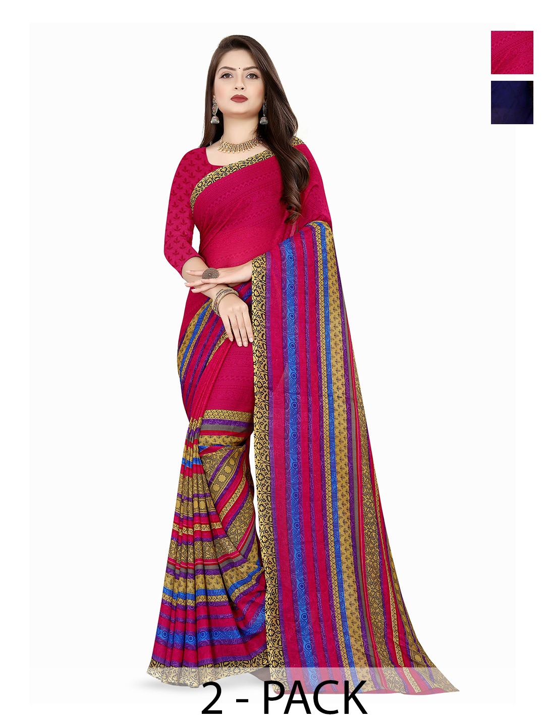 

ANAND SAREES Floral Printed Georgette Saree, Pink
