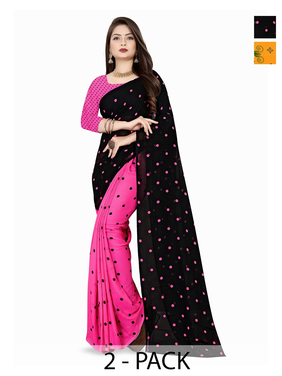 

ANAND SAREES Printed Floral Georgette Saree, Pink