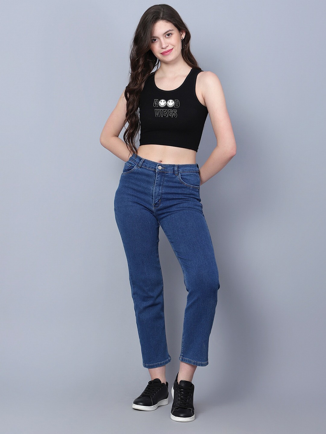 

Fashion And Youth Printed Sleeveless Tank Crop Top, Black