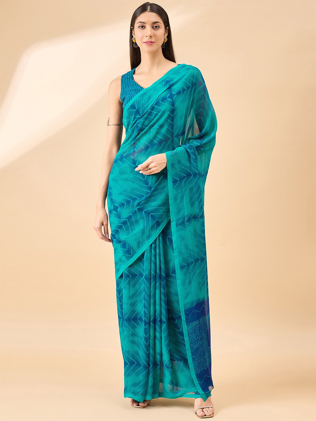 

Anouk Print Georgette Saree, Blue