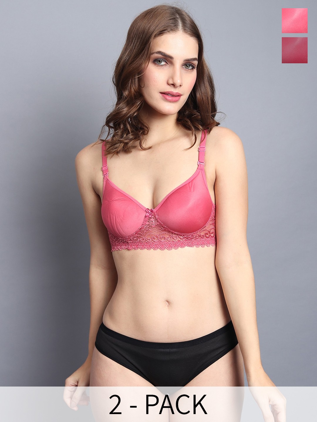 

PIBU Pack Of 2 Cotton Breathable Bra Panty Lingerie Set, Maroon