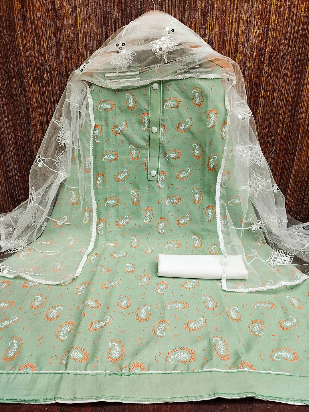 

KALINI Printed Unstitched Dress Material, Green