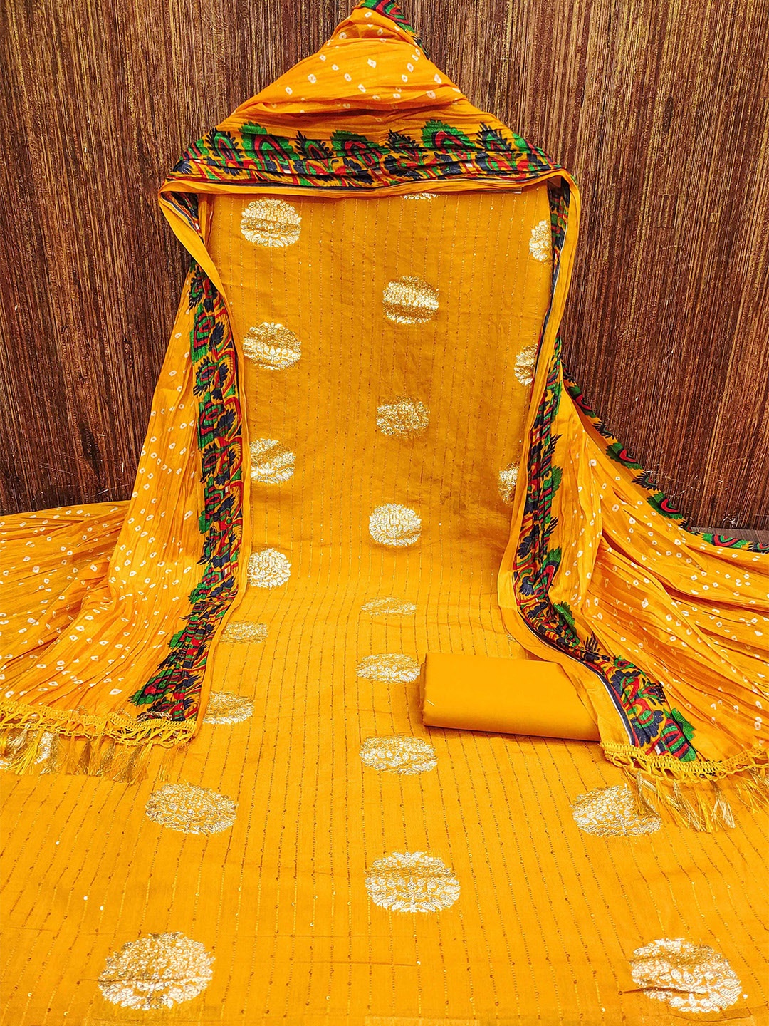 

KALINI Unstitched Dress Material, Yellow