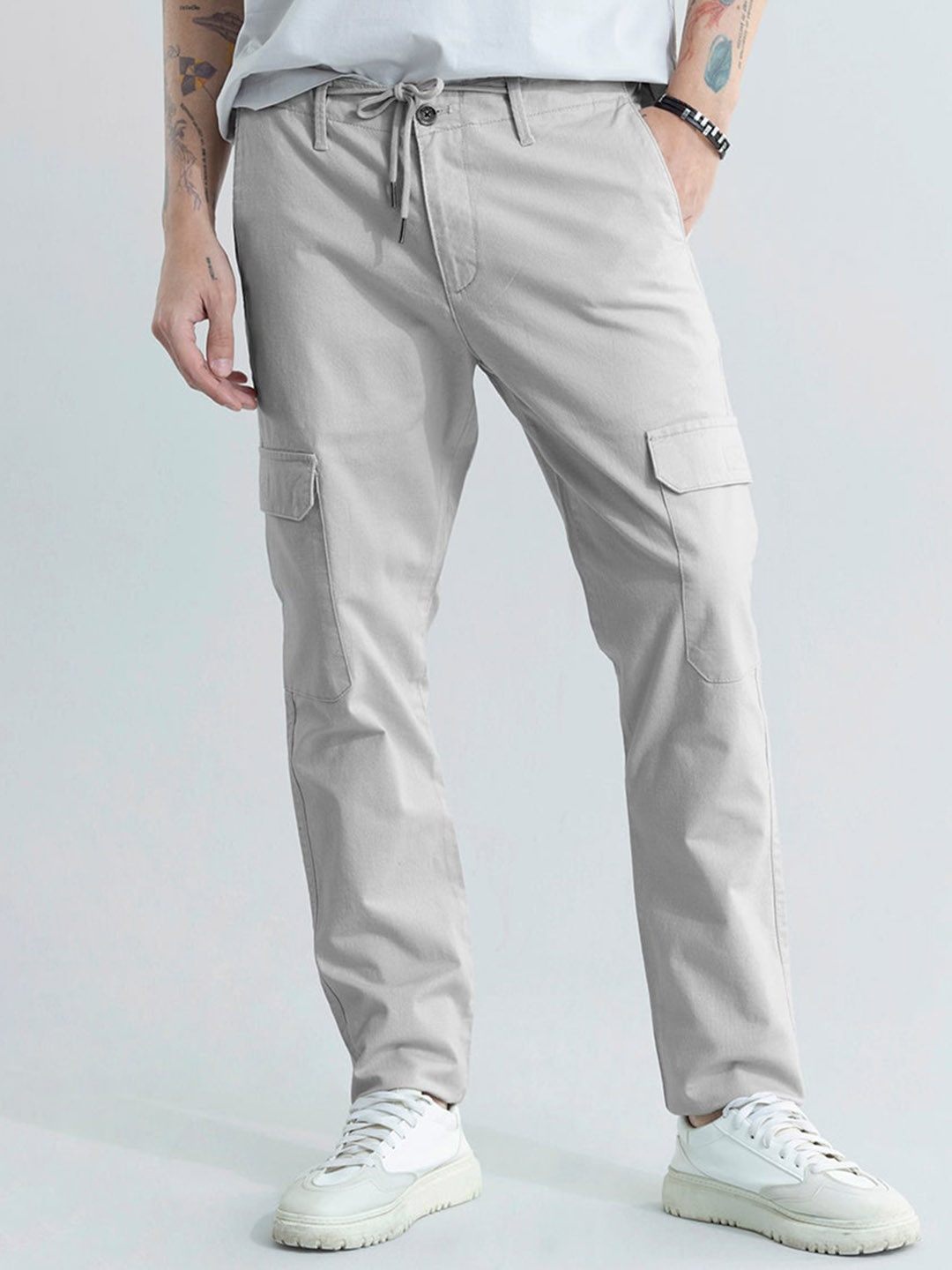 

Snitch Grey Men Smart Tapered Fit Cargos