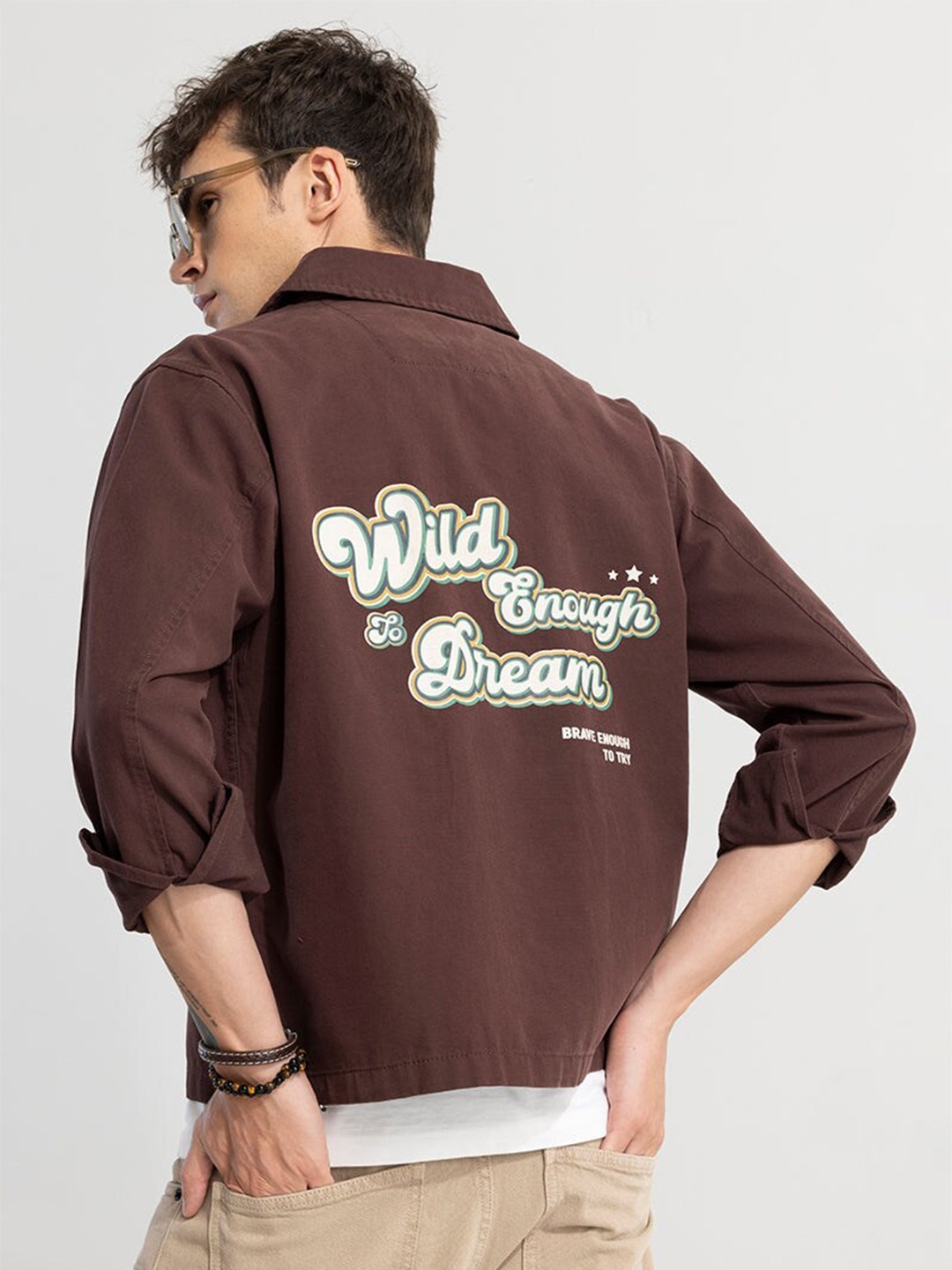 

Snitch Brown Classic Tailored Fit Cotton Casual Shirt
