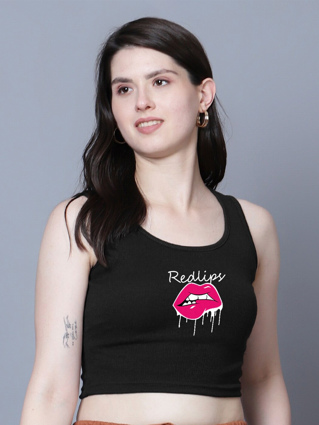

Fashion And Youth Printed Crop Top, Black