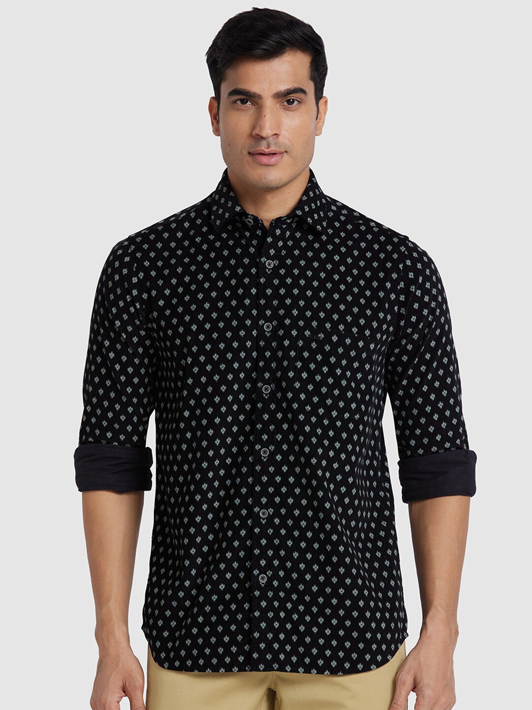 

ColorPlus Geometric Printed Cotton Casual Shirt, Black