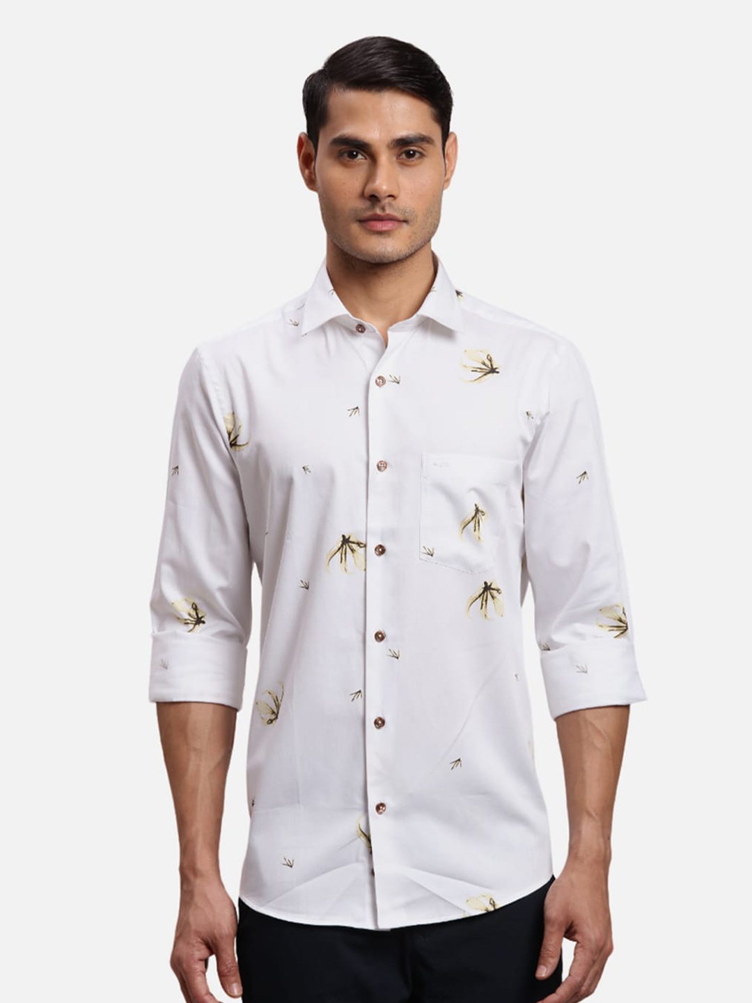 

ColorPlus Floral Printed Cotton Casual Shirt, White