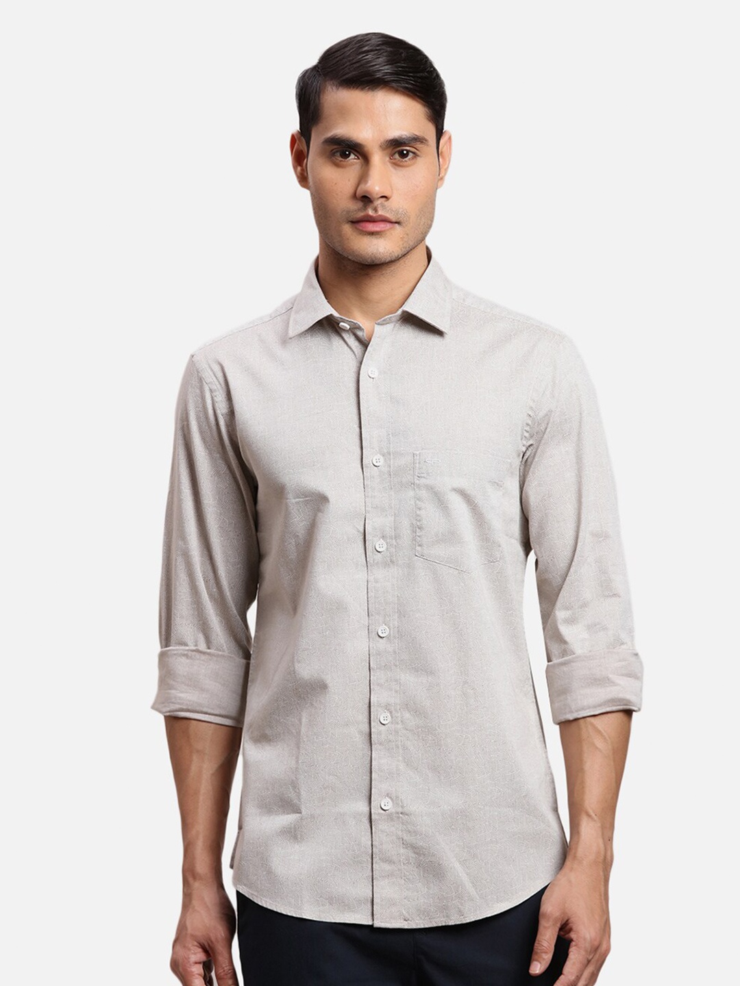 

ColorPlus Spread Collar Cotton Casual Shirt, Brown
