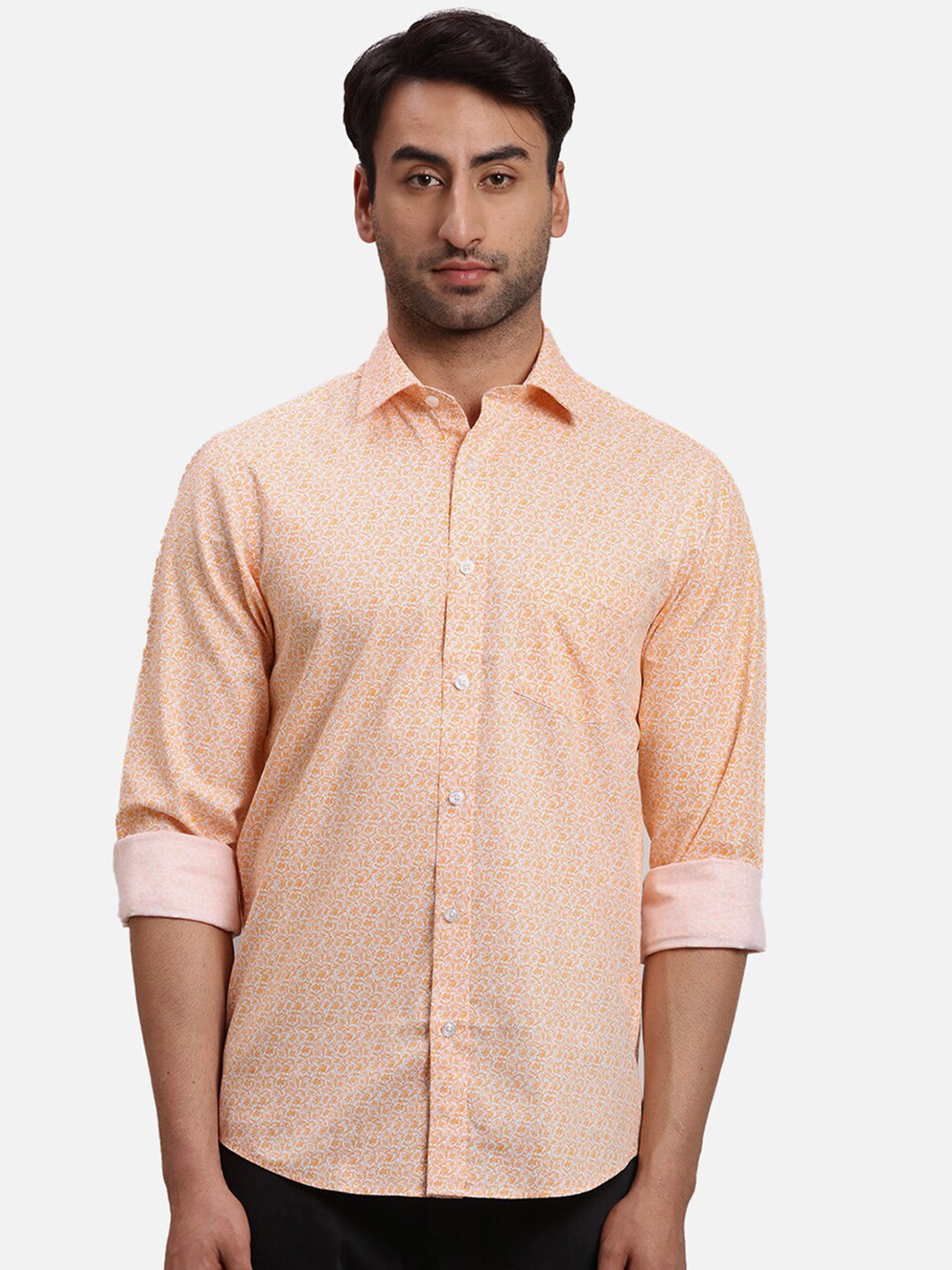 

ColorPlus Floral Printed Cotton Casual Shirt, Orange