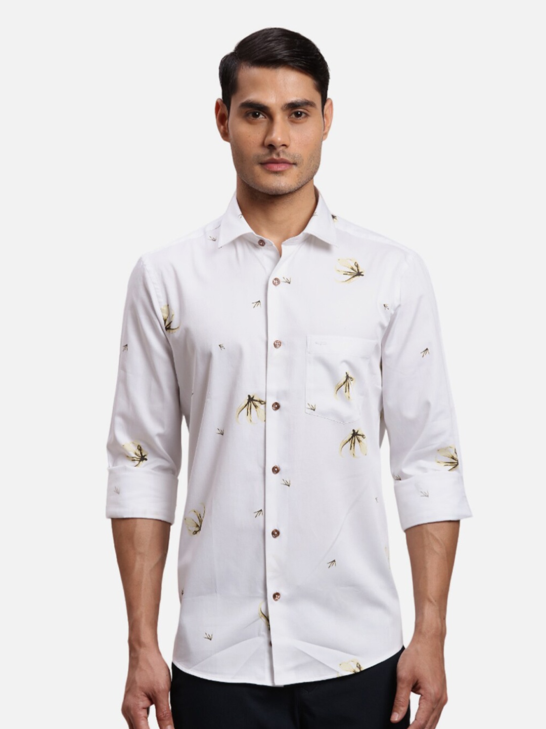 

ColorPlus Floral Printed Cotton Casual Shirt, White