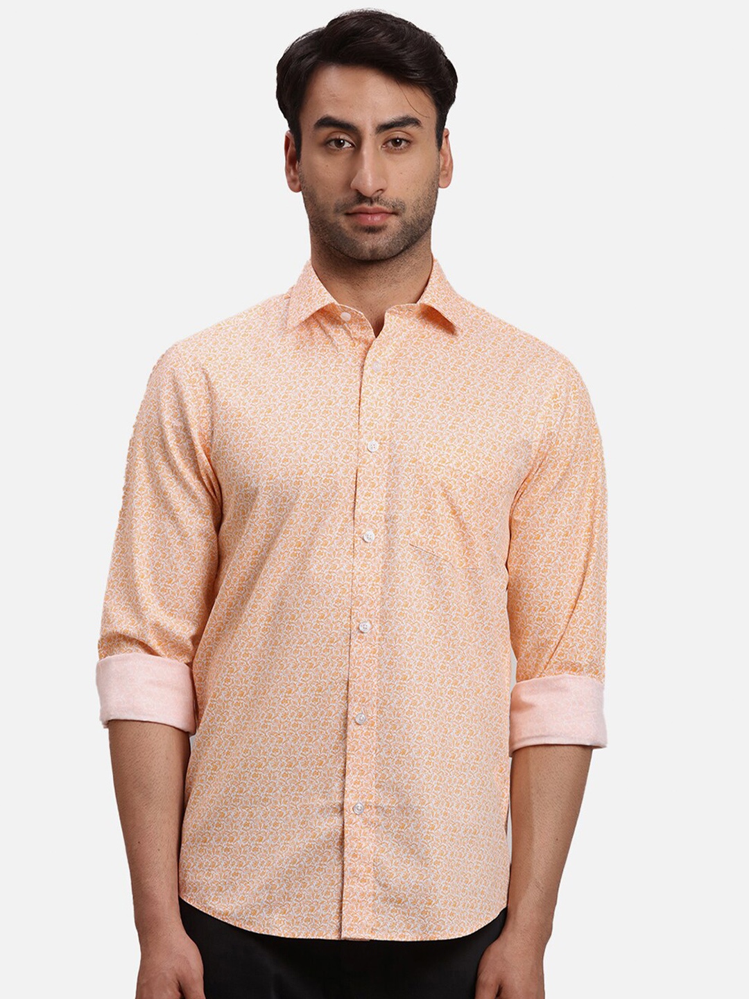 

ColorPlus Floral Printed Cotton Casual Shirt, Orange