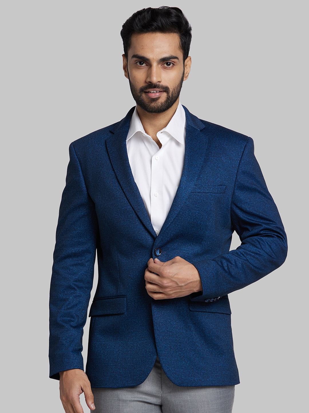 

Park Avenue Notched Lapel Slim Fit Single Breasted Formal Blazer, Blue